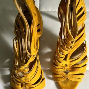 Zara Mustard Strappy Heels